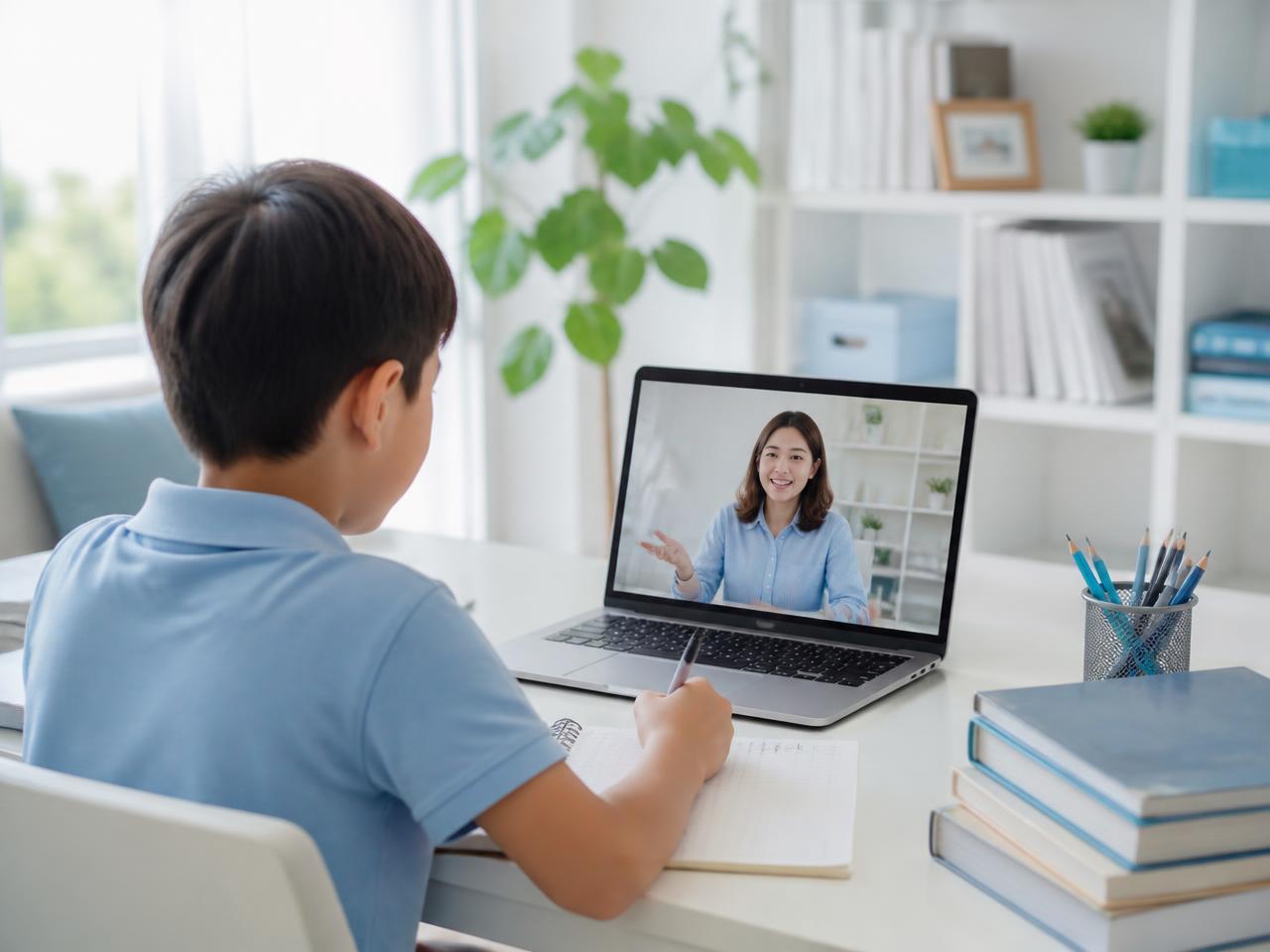 Student learning mathematics during an online tutoring session