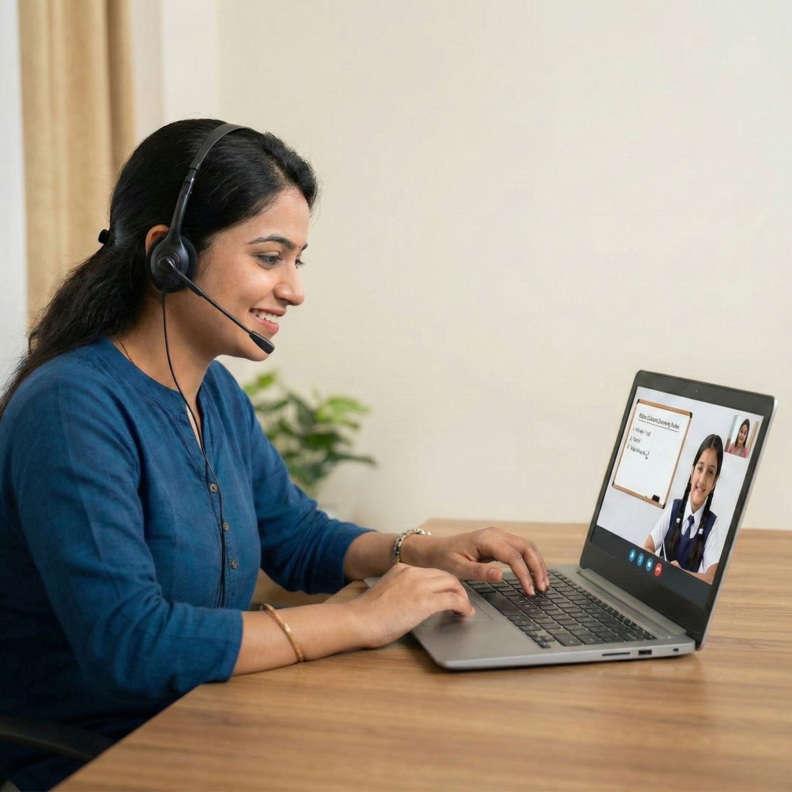 Student in a live online tutoring session for families in Ajman